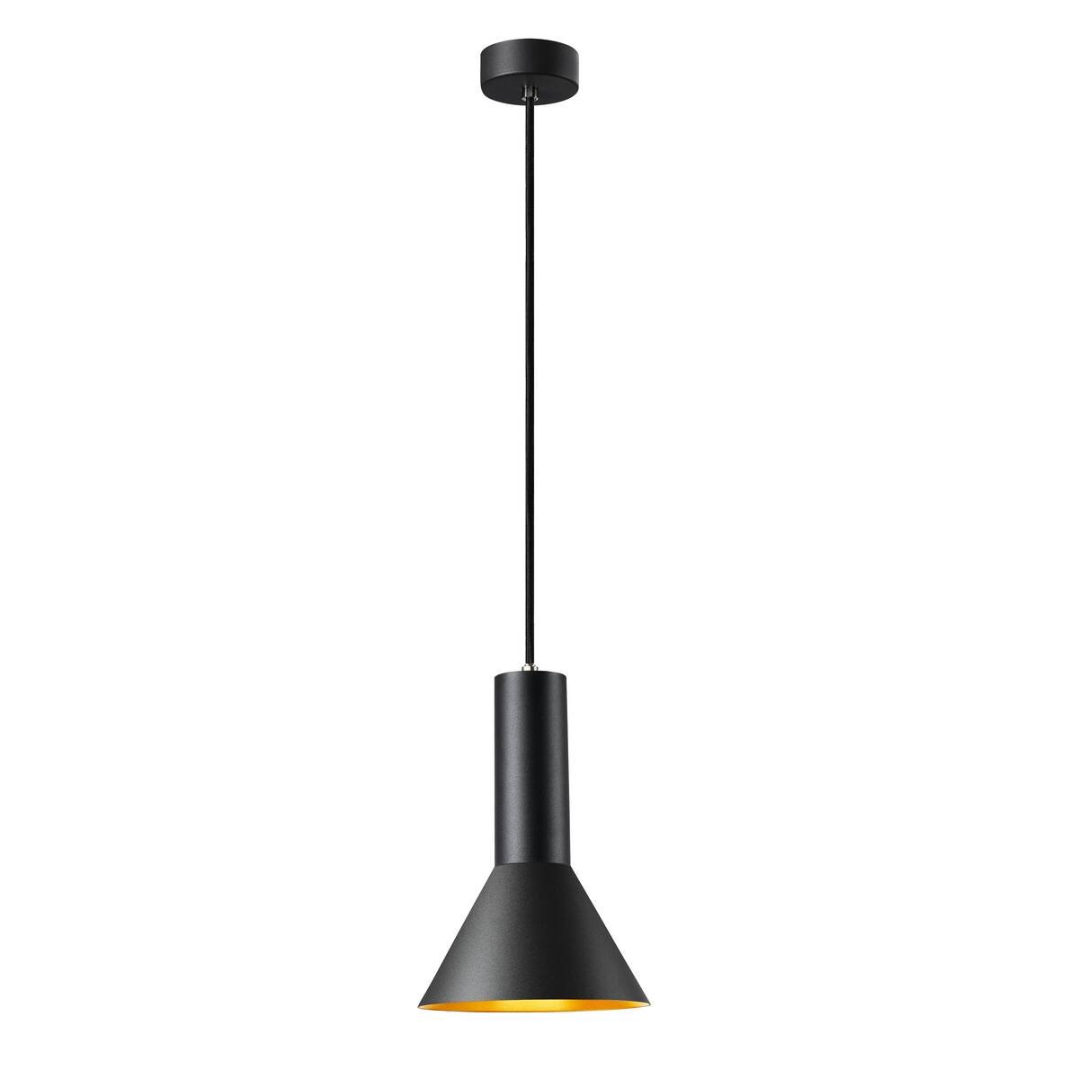 Lampe suspendue noire avec intérieur doré E27 