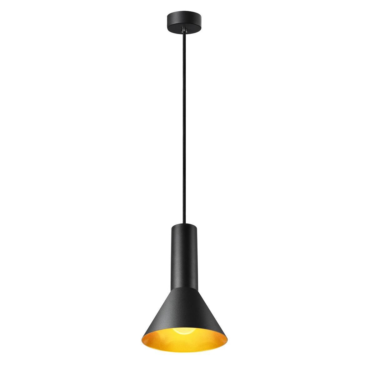 Lampe suspendue noire avec intérieur doré E27 