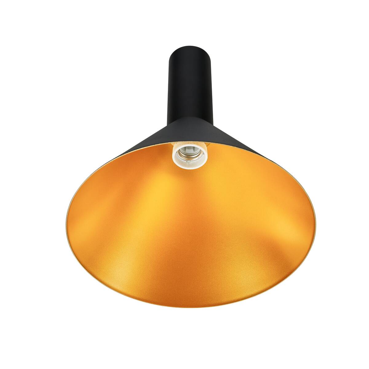 Lampe suspendue noire avec intérieur doré E27