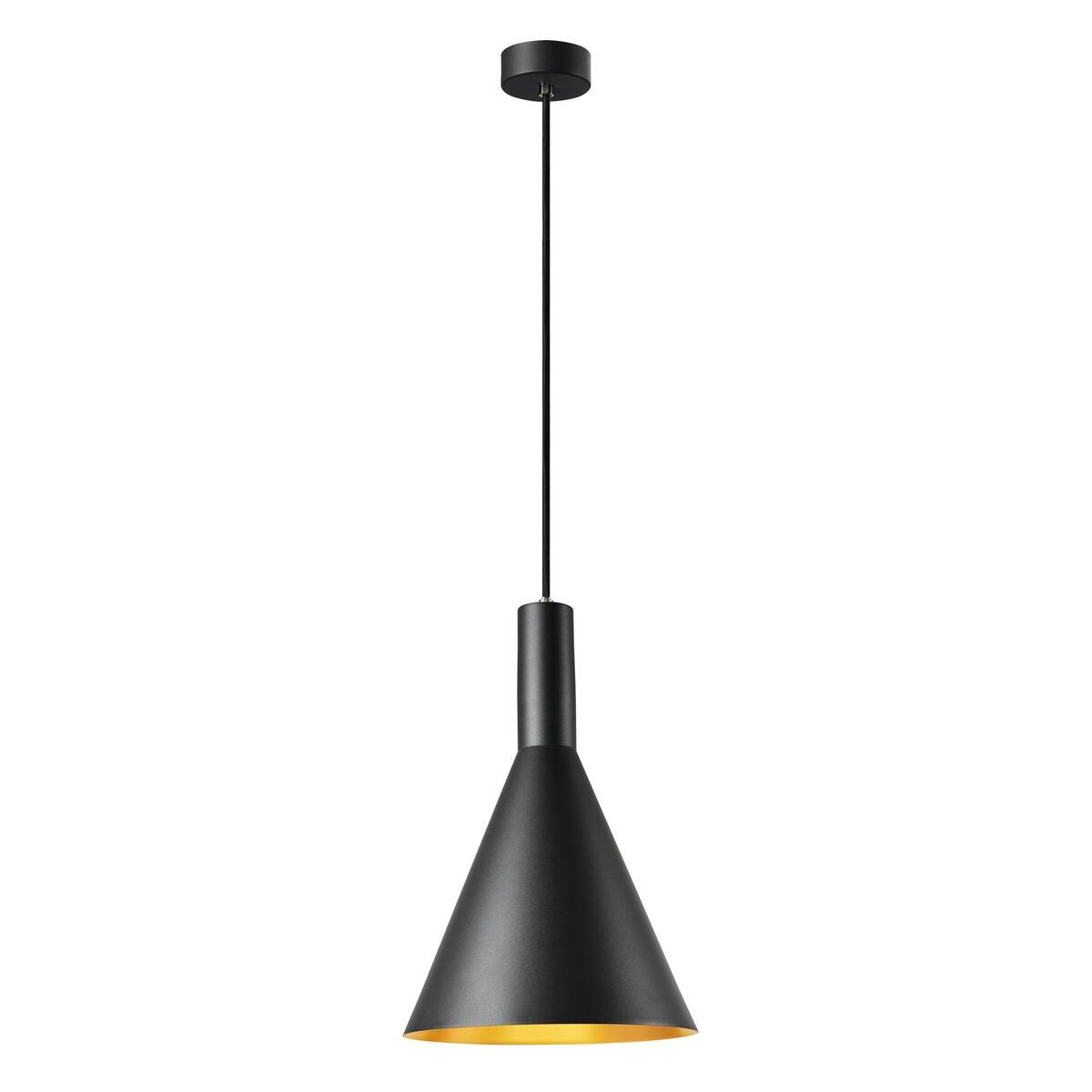 Lampe suspendue noire avec intérieur doré E27