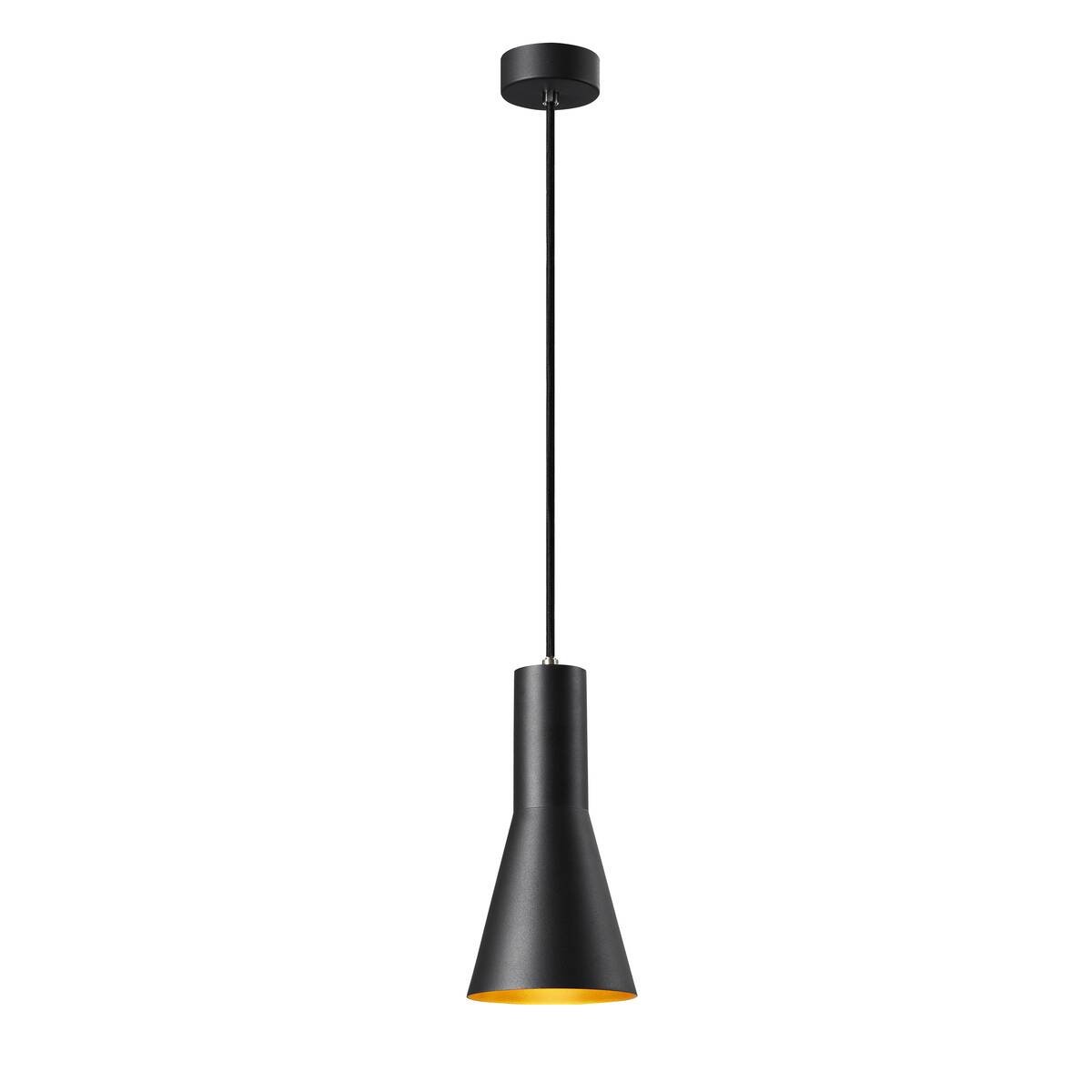 Lampe suspendue noire avec intérieur doré E27 