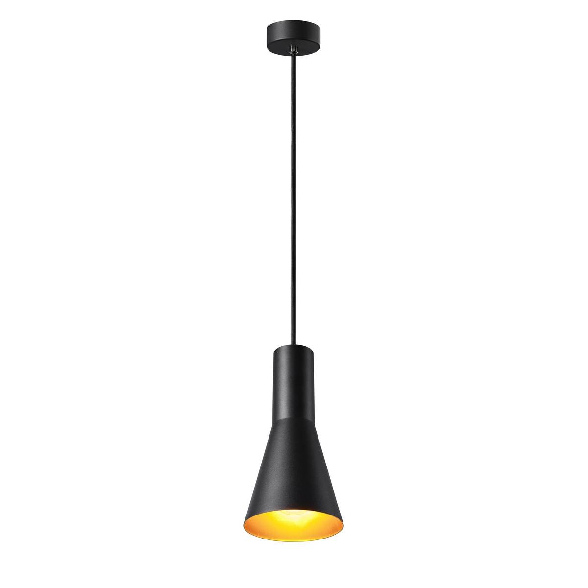 Lampe suspendue noire avec intérieur doré E27 