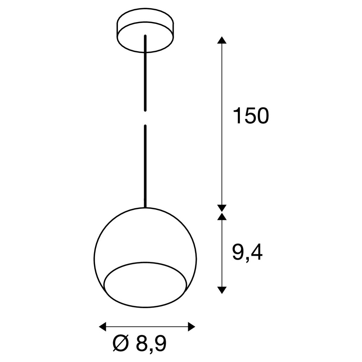 Lampe suspendue sphère noire aluminium Plafonnier Gu10