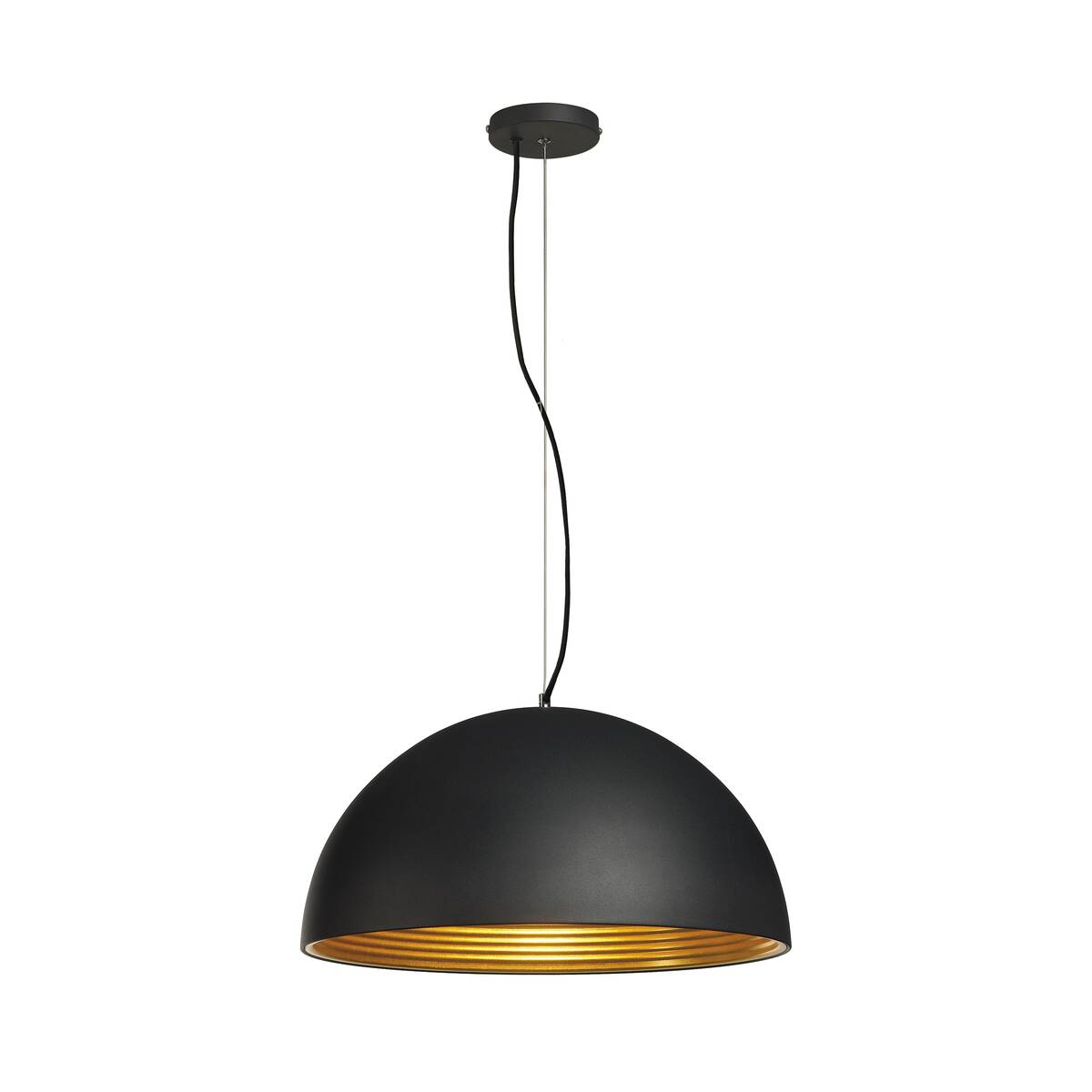 Lampe suspendue ronde d'éclairage intérieur noir/doré aluminium E27