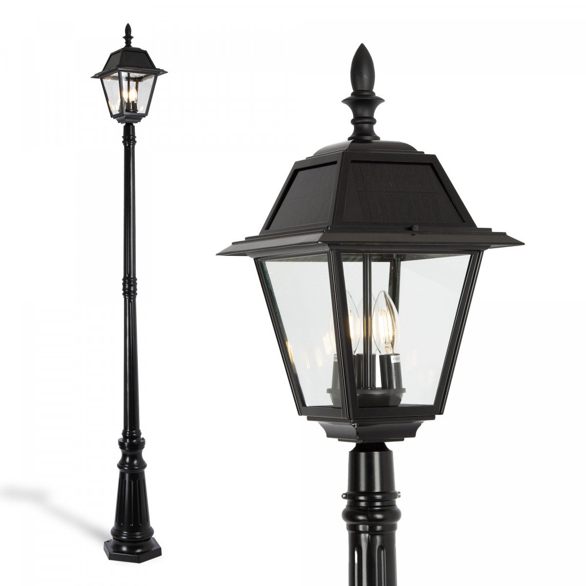 Lanterne solaire classique aluminium noir