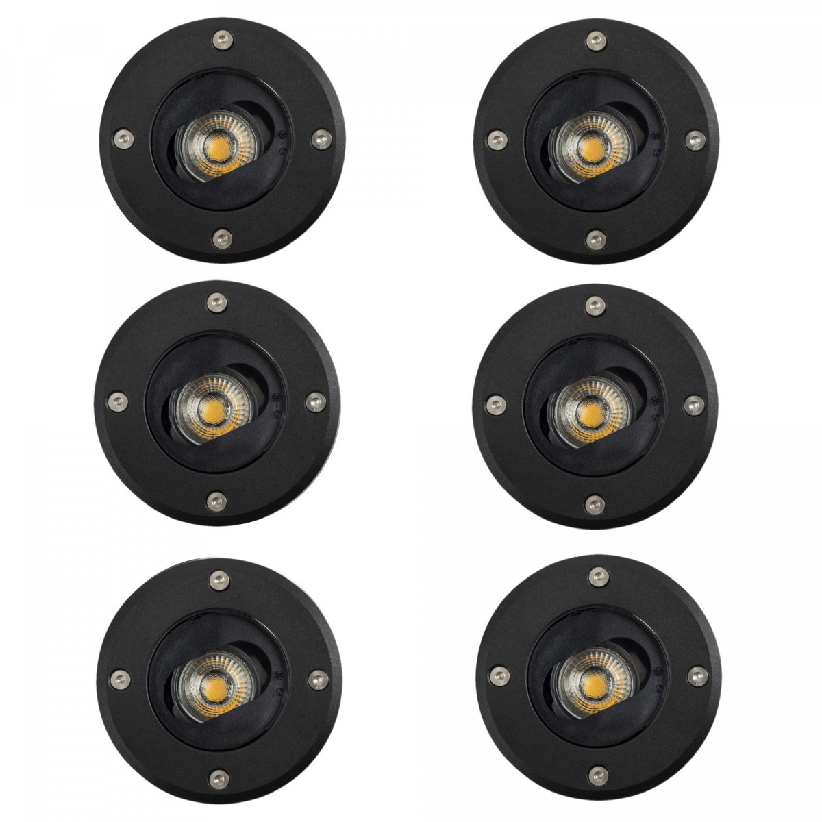 Spot au sol encastrable (7535) noir, rond, orientable LED Ø12 Unit culot GU10 