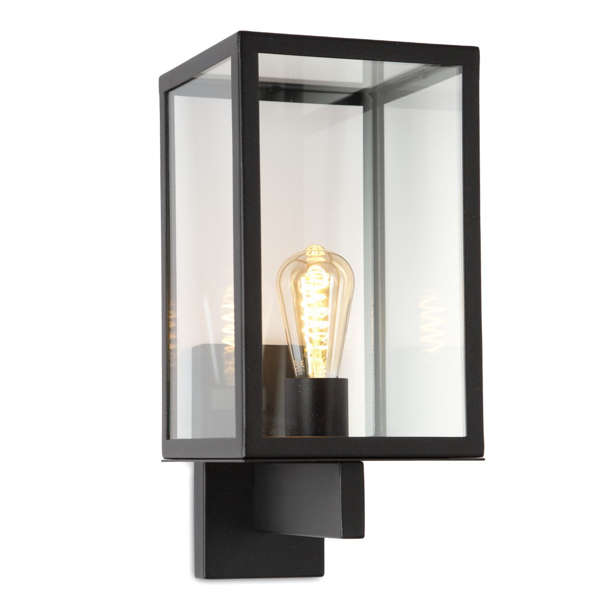 Zwart modern vierkant buitenlamp muurlamp wandlamp RVS