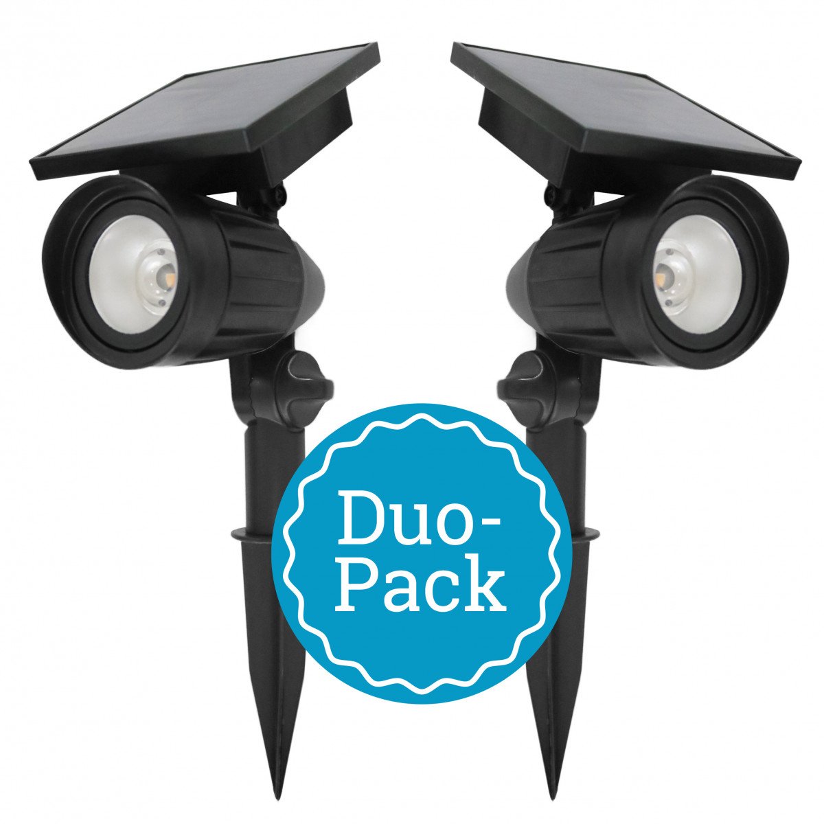 2x Solar LED Spot de jardin Noir