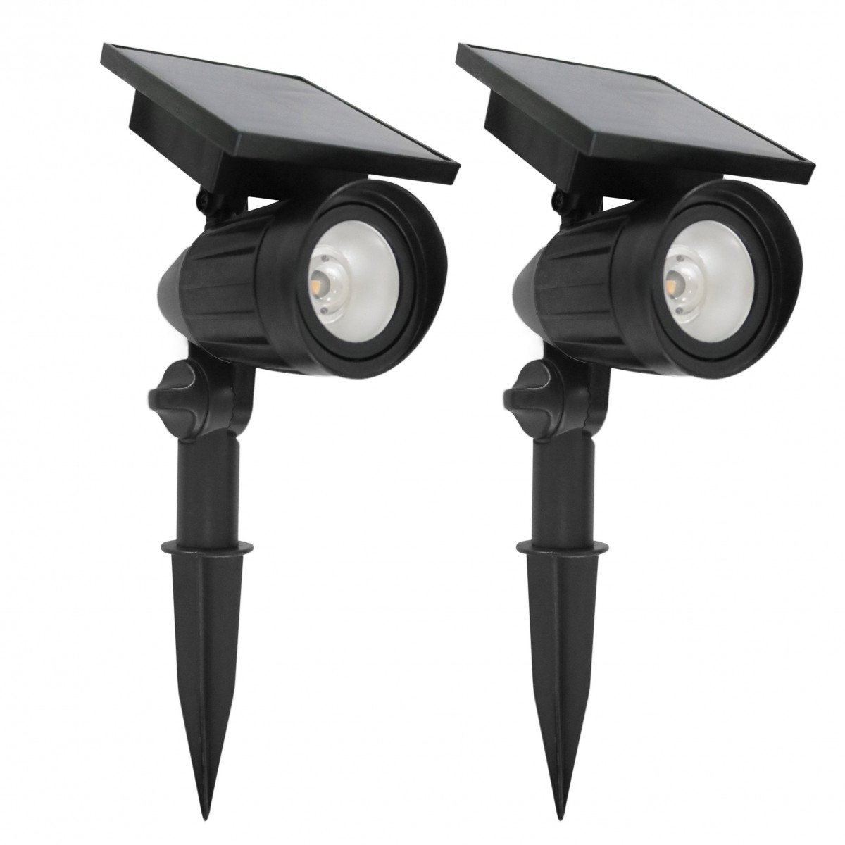 2x Solar LED Spot de jardin Noir