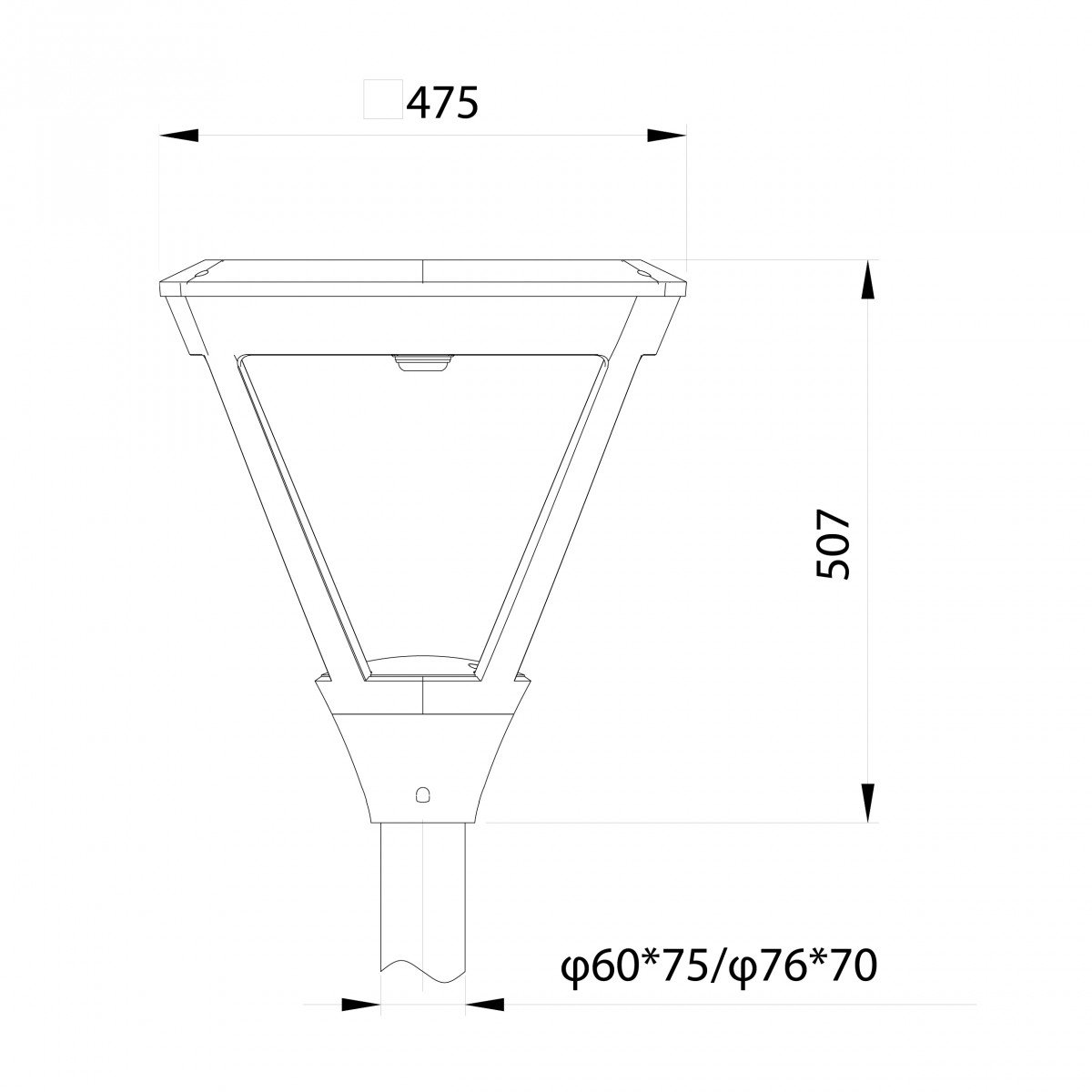 Chapeau de lanterne solaire carré noir avec module LED