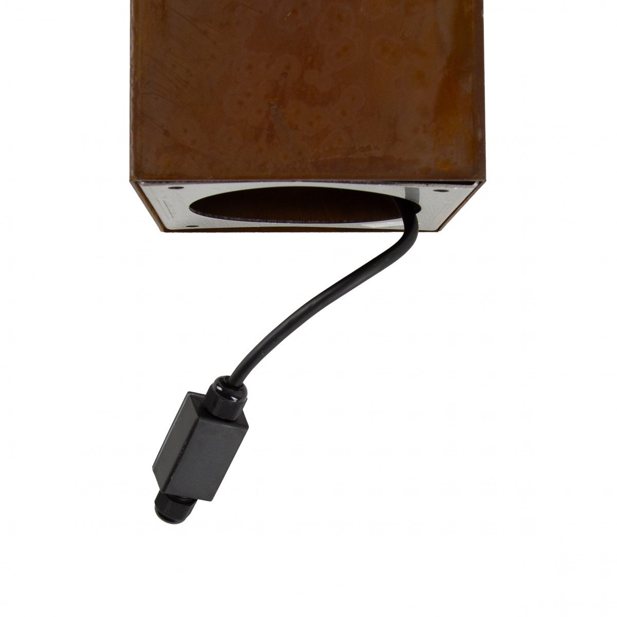 Robuste lampe de jardin carrée en acier corten brun en verre fenêtre lampe d'extérieur.